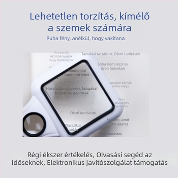 TH-6018 kézi nagyító, kétfokozatú nagyítás 5x/45x, 3 LED + UV lámpa, ABS + akril