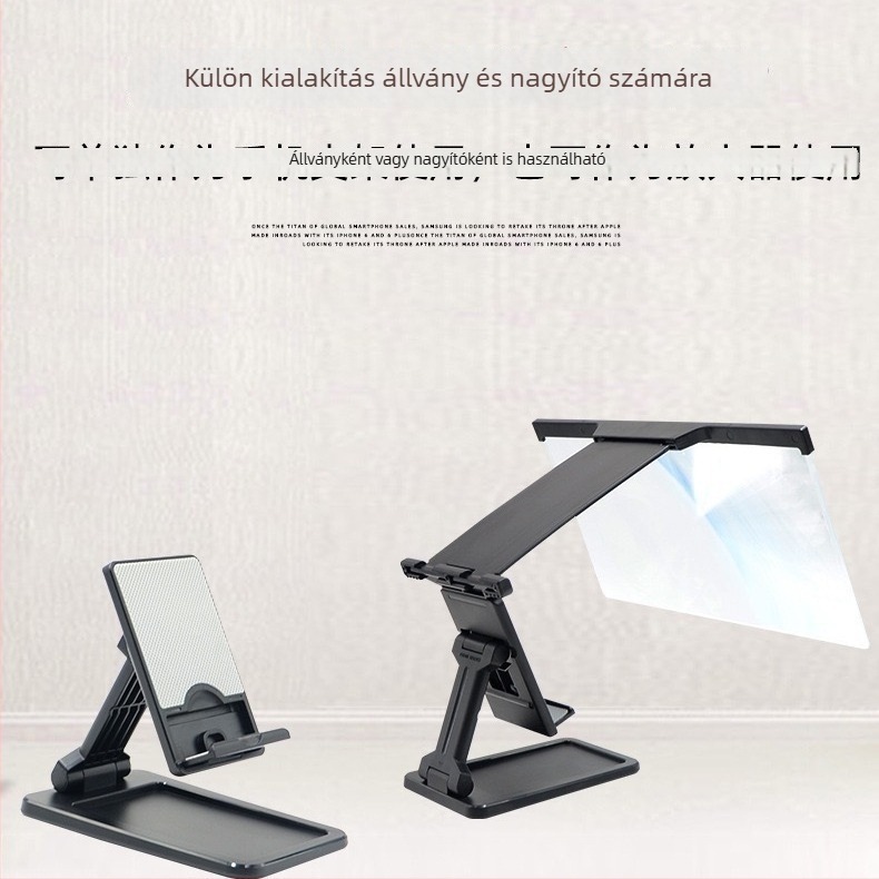 HD okostelefon-képernyő nagyító levehető kettős módú állvánnyal, szemvédelem, kékfény elleni védelem, sugárzás elleni védelem, 3–5× nagyítás, 1 m látótávolság