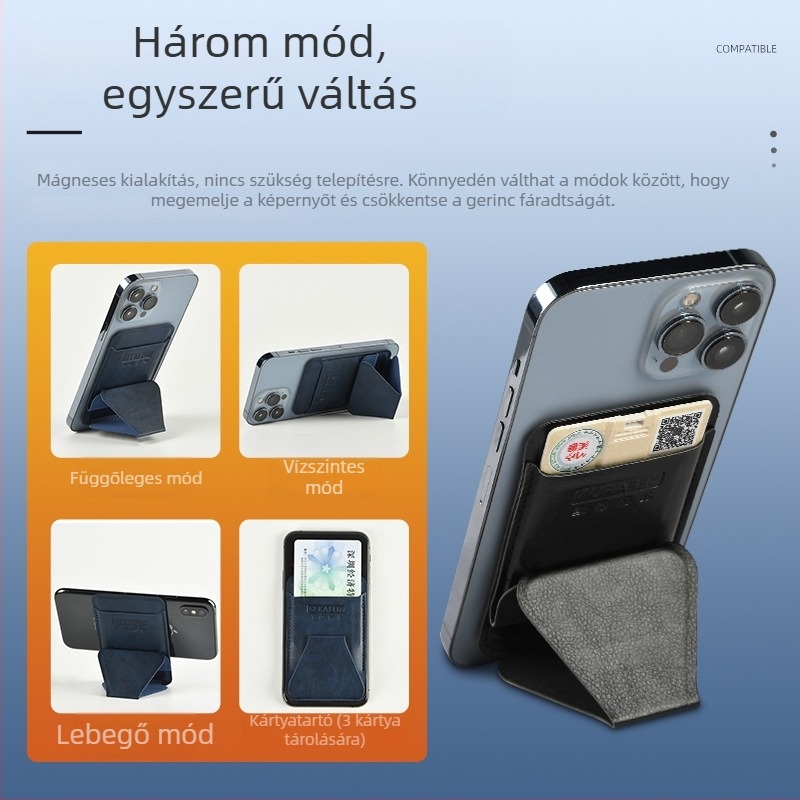 Arctic Titan mágneses telefonállvány, hordozható és láthatatlan, összecsukható, ultra vékony hátlappal, kártyatartó tok
