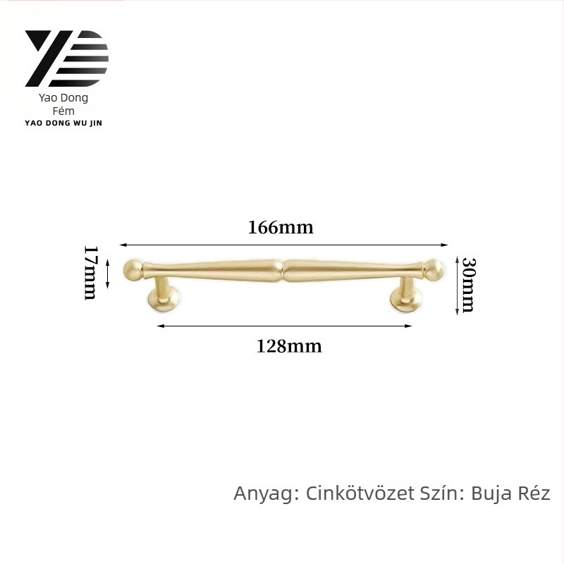 Yaodong 2092 Szekrényajtó fogantyú — cinkötvözet, galvanizált felület, modern minimalist hardware