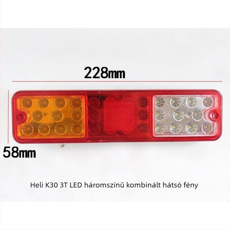 Háromszínű hátsó lámpa targoncához – irányjelző, féklámpa, fény az ütközés elleni védelemhez, 12V/24V, 5000 lm