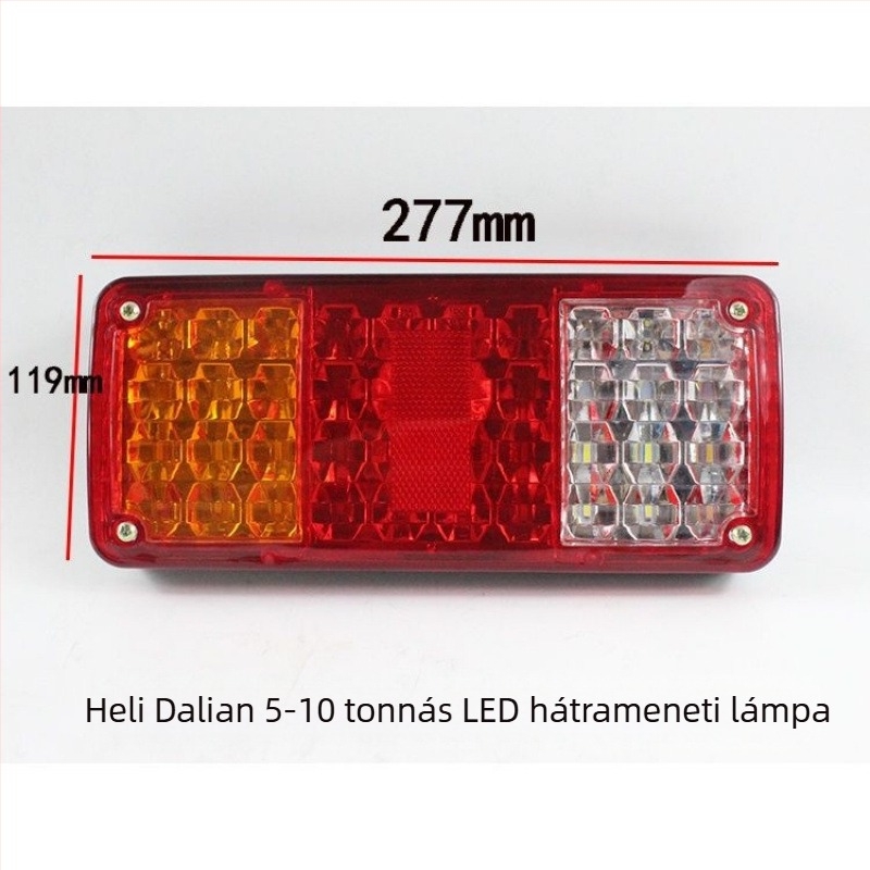 Háromszínű hátsó lámpa targoncához – irányjelző, féklámpa, fény az ütközés elleni védelemhez, 12V/24V, 5000 lm