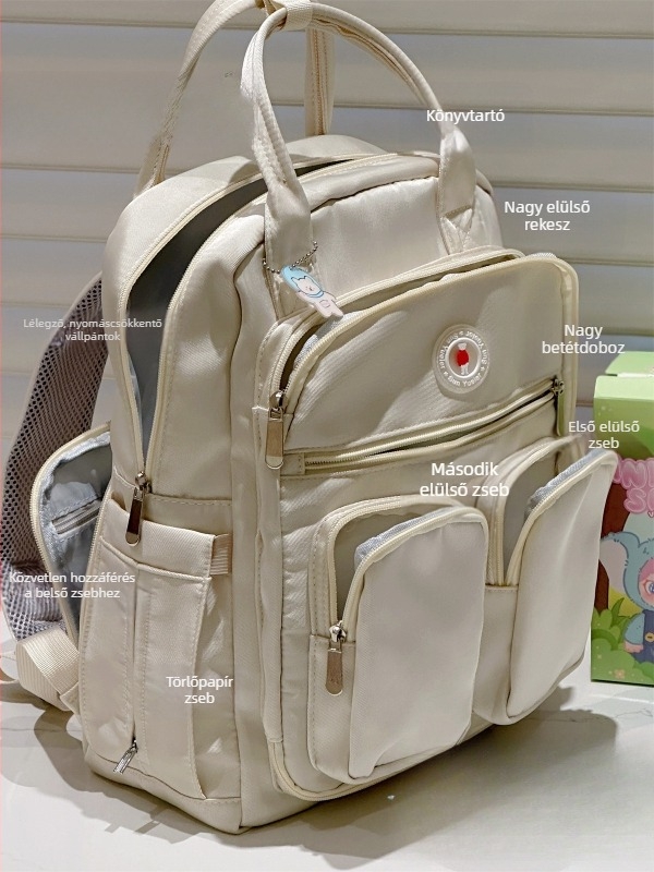 Anyuka hátizsák nagy kapacitású, vállpántok levegő-párnás, poliészter, Oxford bélés, 2025 tavasz