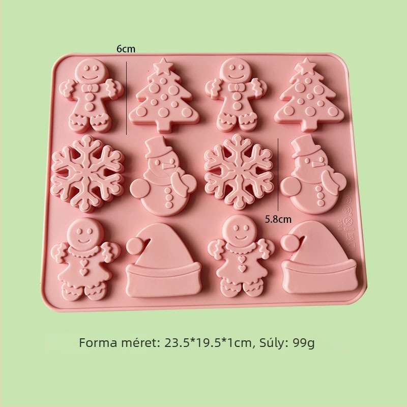 Szilikon forma Mikulás és karácsonyfa motívummal – Többfunkciós a sütéshez, csokoládés mousse, gyertya, gipsz és szappan
