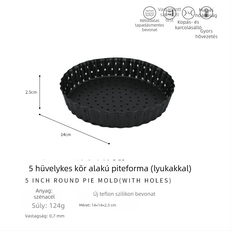 Kör alakú tortaforma, magas széntartalmú acélból, tapadásmentes felülettel, leválasztható aljjal
