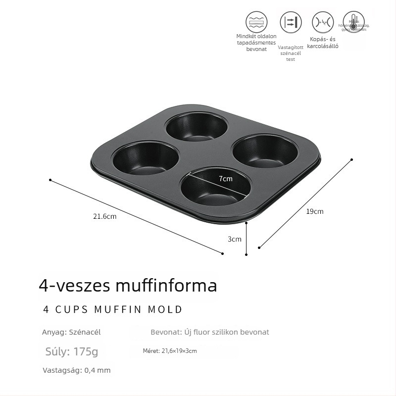 Kör alakú tortaforma, magas széntartalmú acélból, tapadásmentes felülettel, leválasztható aljjal