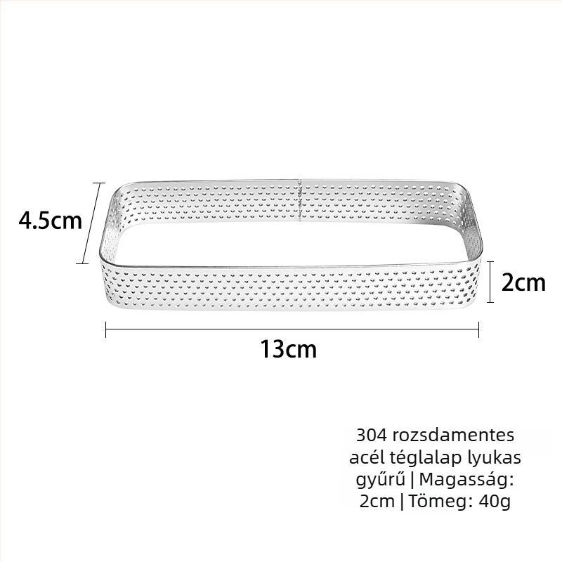 Téglalap alakú tortagyűrű rozsdamentes acélból, sütőforma tortához és mousse-hoz