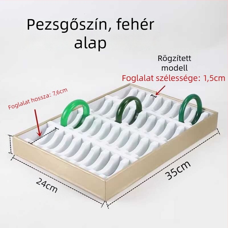 Nagy minőségű jade ékszer kiállító állvány fekete-fehér bőrtálcával karkötők számára, 10/20/40 rekesz