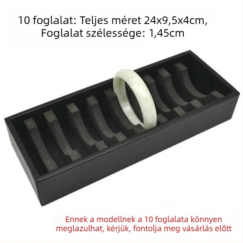 Nagy minőségű jade ékszer kiállító állvány fekete-fehér bőrtálcával karkötők számára, 10/20/40 rekesz