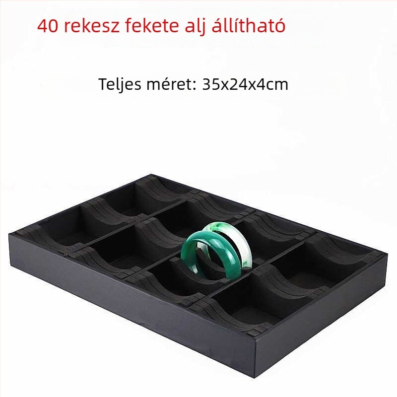 Nagy minőségű jade ékszer kiállító állvány fekete-fehér bőrtálcával karkötők számára, 10/20/40 rekesz