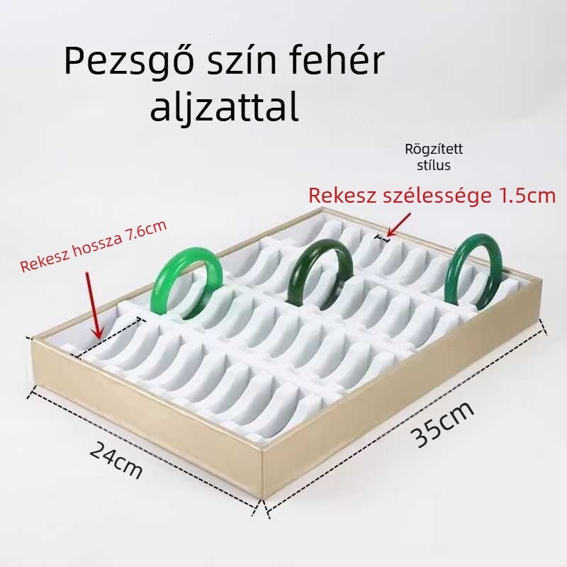 Nagy minőségű jade ékszer kiállító állvány fekete-fehér bőrtálcával karkötők számára, 10/20/40 rekesz
