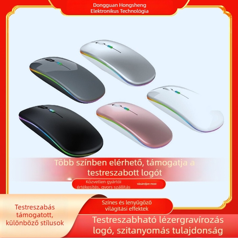 Vezeték nélküli egér, dual módú 2,4G és Bluetooth, 1600 DPI, 10 m hatótávolság, újratölthető, ergonomikus