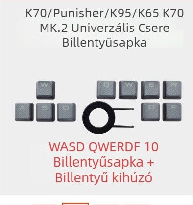 ABS billentyűsapkák készlet Corsair K70 RGB-hez, 10 db univerzális