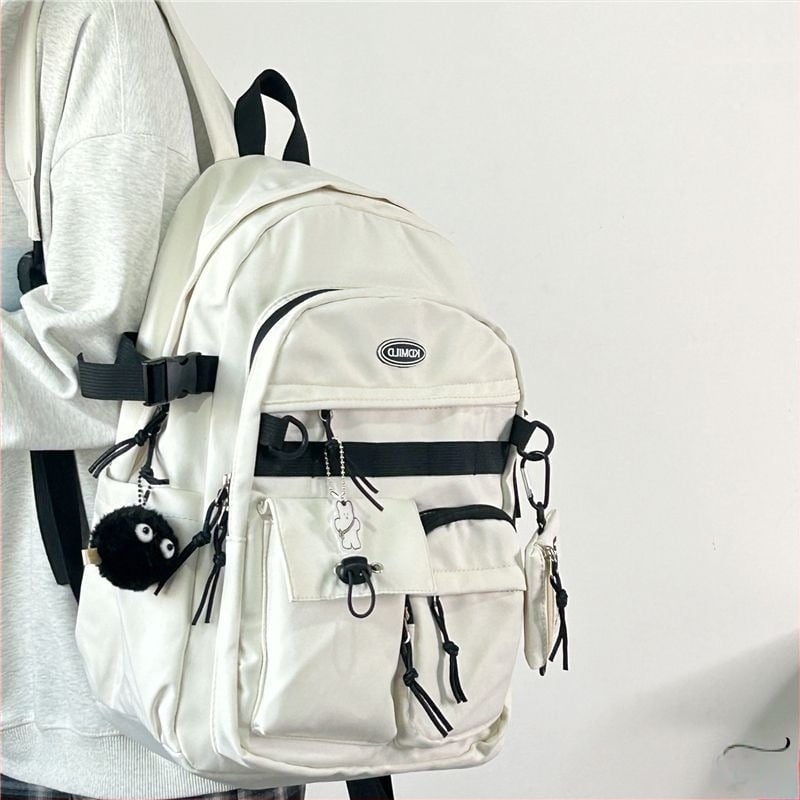 Uniszex nylon hátizsák légpárnás vállpántokkal, 36–55 L kapacitás, street-stílus workwear ihletés, mindennapi használatra