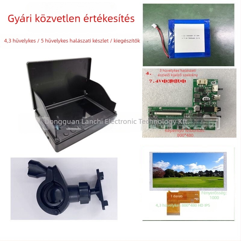 Horgászmonitor – TFT LCD, 800x480 RGB, videó bemenet, PAL/NTSC, LANCEVON