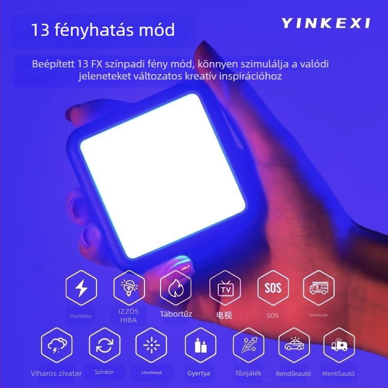 Inkex WL Mini LED töltőlámpa – hordozható zseb LED, 7W, 3.7V, három színhőmérséklet, kézben használható élő selfie videóhoz