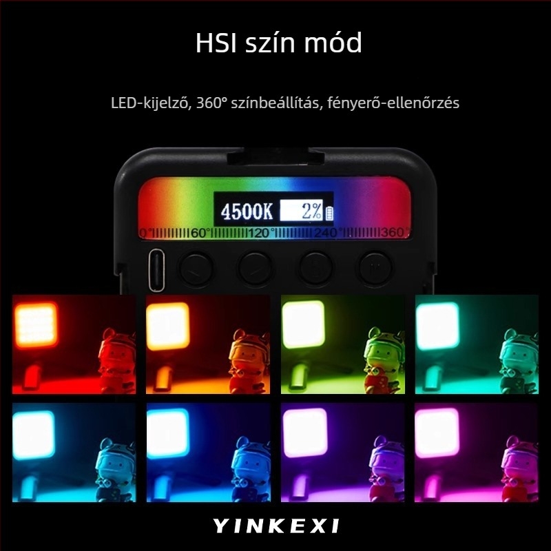 Inkex WL Mini LED töltőlámpa – hordozható zseb LED, 7W, 3.7V, három színhőmérséklet, kézben használható élő selfie videóhoz