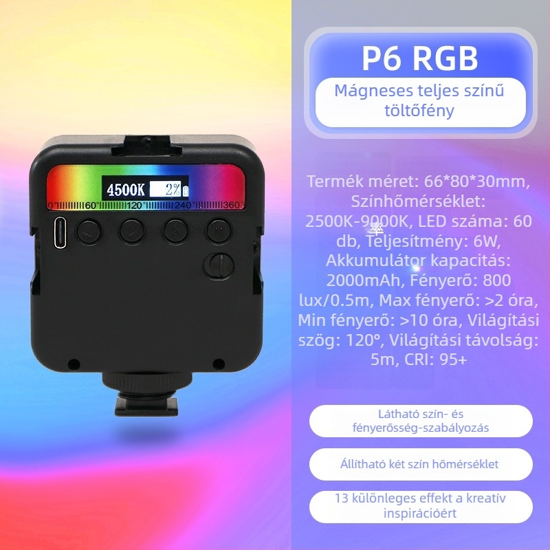 Inkex WL Mini LED töltőlámpa – hordozható zseb LED, 7W, 3.7V, három színhőmérséklet, kézben használható élő selfie videóhoz