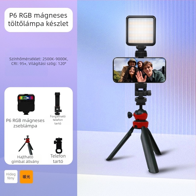 Inkex WL Mini LED töltőlámpa – hordozható zseb LED, 7W, 3.7V, három színhőmérséklet, kézben használható élő selfie videóhoz