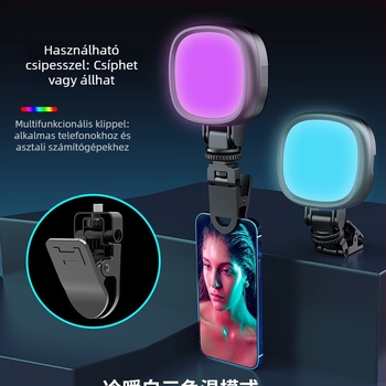 Mini töltőfény fotózáshoz, zseblámpa K-stílus, három színhőmérséklet, teljesítmény kevesebb mint 10W, feszültség 2,8–3,7V