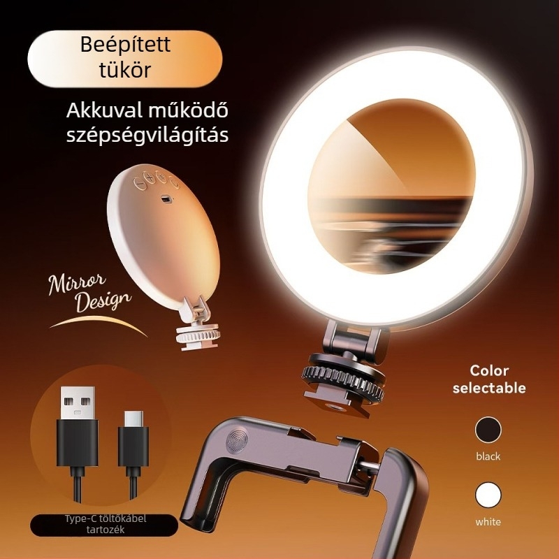 Mini töltőfény fotózáshoz, zseblámpa K-stílus, három színhőmérséklet, teljesítmény kevesebb mint 10W, feszültség 2,8–3,7V