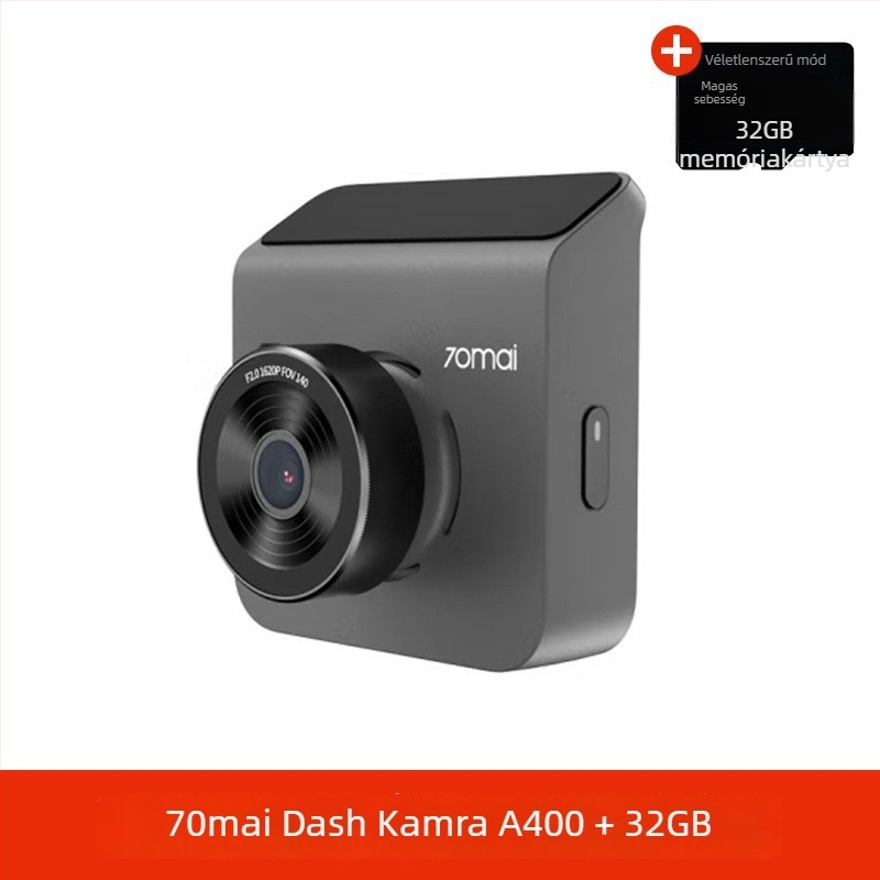 70Mai A400 autós DVR: Panorámás kettős objektíves parkolásfigyelő, 120°, 1600P, 5MP, F2.0, TF-kártya foglalat