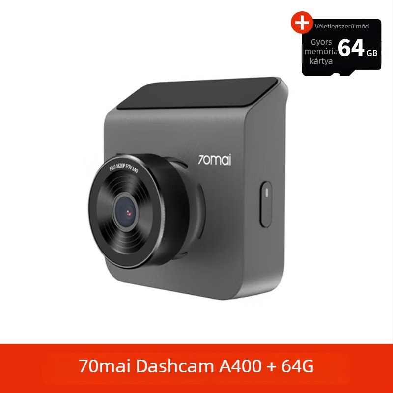 70Mai A400 autós DVR: Panorámás kettős objektíves parkolásfigyelő, 120°, 1600P, 5MP, F2.0, TF-kártya foglalat