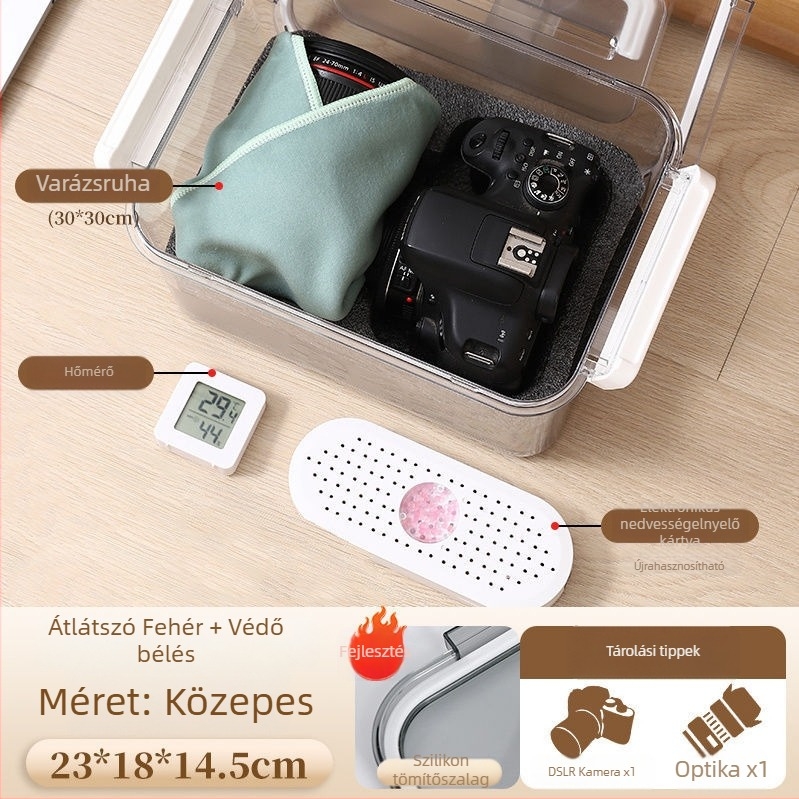 Kamera nedvességvédő doboz SLR digitális felszereléshez – szárítás, penészmentes, zárt tárolás objektívek és felszerelések számára