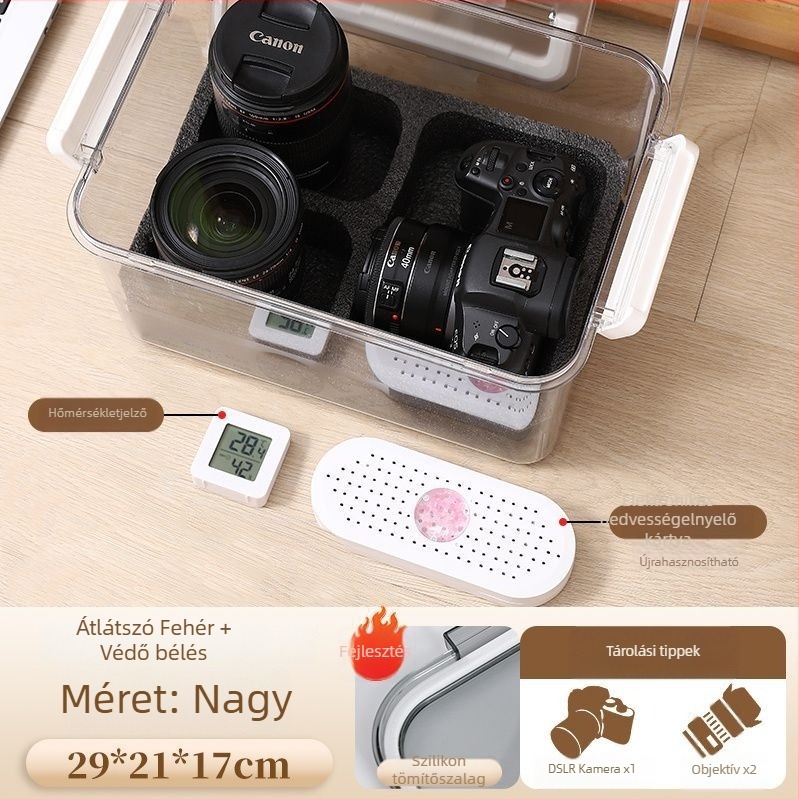 Kamera nedvességvédő doboz SLR digitális felszereléshez – szárítás, penészmentes, zárt tárolás objektívek és felszerelések számára