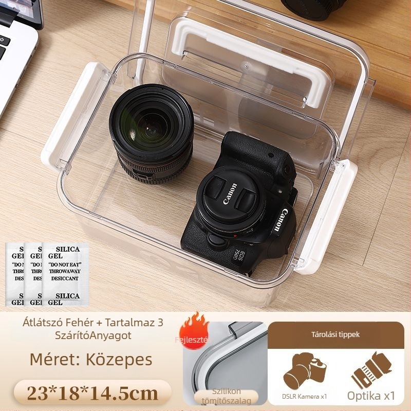 Kamera nedvességvédő doboz SLR digitális felszereléshez – szárítás, penészmentes, zárt tárolás objektívek és felszerelések számára