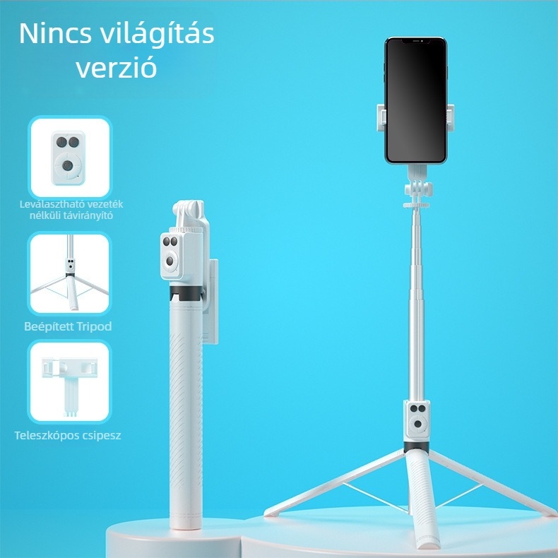 BT12 Bluetooth selfie bot és állvány LED világítással, távirányítóval