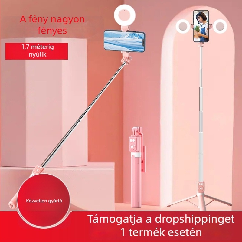 BT12 Bluetooth selfie bot és állvány LED világítással, távirányítóval