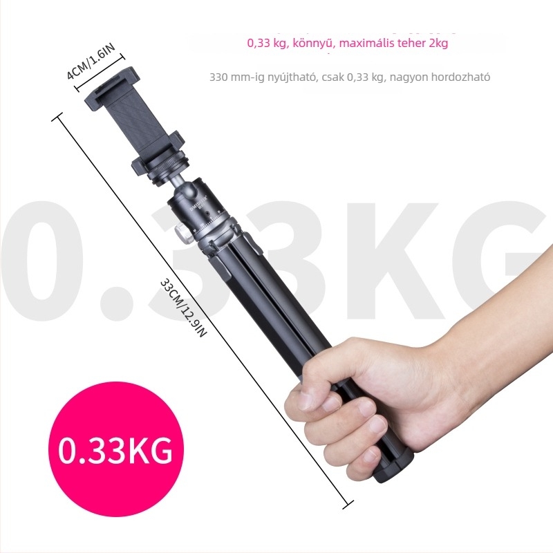 T130+T150+T180 gömbfejű állvány - alumíniumötvözet + ABS, teherbírás 6-10 kg, gyorskioldó tábla mellékelve