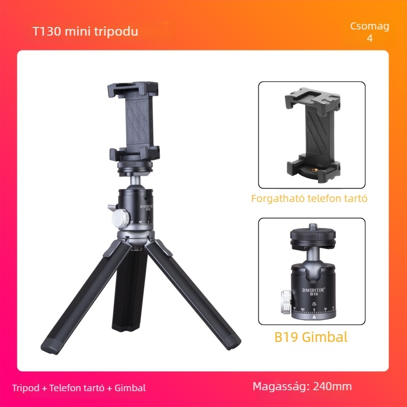 T130+T150+T180 gömbfejű állvány - alumíniumötvözet + ABS, teherbírás 6-10 kg, gyorskioldó tábla mellékelve