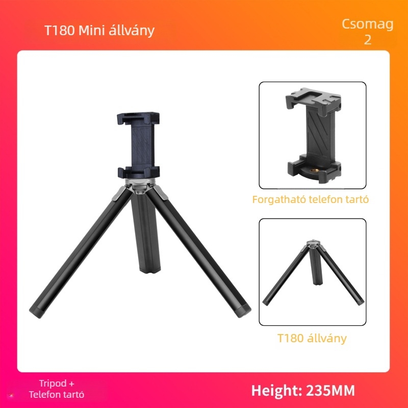 T130+T150+T180 gömbfejű állvány - alumíniumötvözet + ABS, teherbírás 6-10 kg, gyorskioldó tábla mellékelve