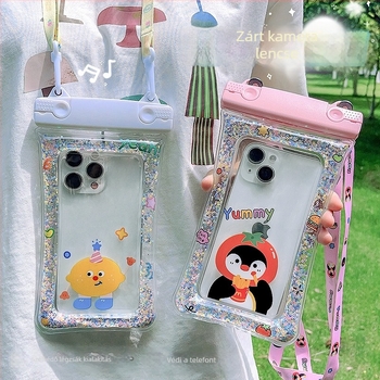 Vízálló telefontok dupla csatokkal és textilkötéllel – PVC zárt tok érintőképernyőhöz mobiltelefonokra (Kód Lh003)