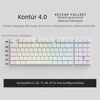 Oldalról gravírozott, átlátszó billentyűfedők 61/68/75/84/87 billentyűzetekhez; háttérvilágítás nélkül; nem vízálló