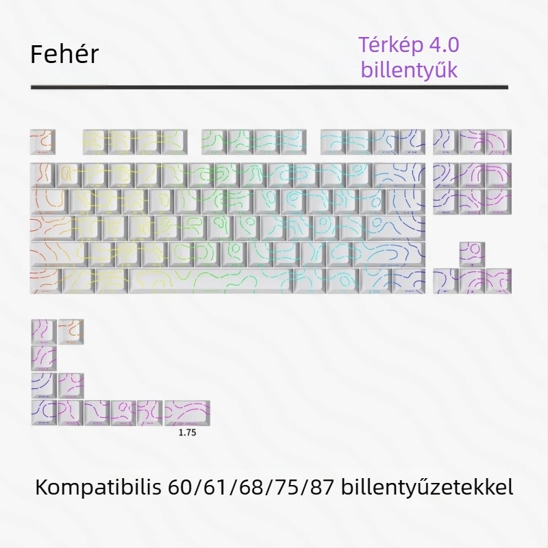 Oldalról gravírozott, átlátszó billentyűfedők 61/68/75/84/87 billentyűzetekhez; háttérvilágítás nélkül; nem vízálló