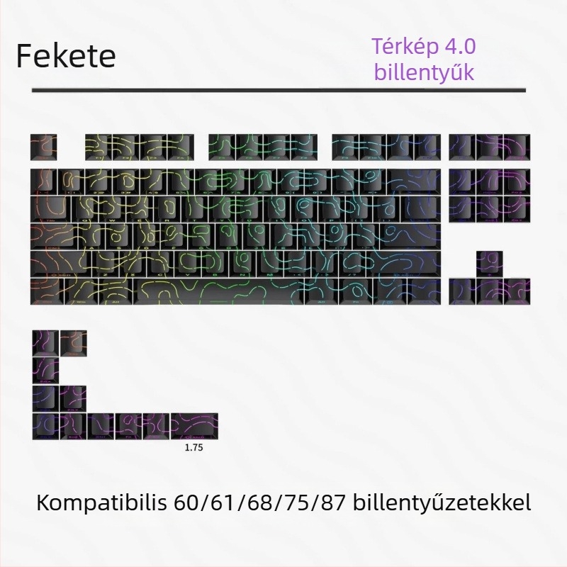 Oldalról gravírozott, átlátszó billentyűfedők 61/68/75/84/87 billentyűzetekhez; háttérvilágítás nélkül; nem vízálló