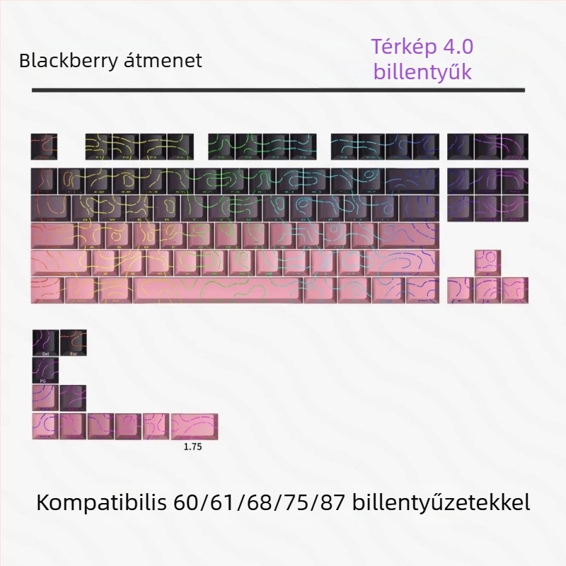Oldalról gravírozott, átlátszó billentyűfedők 61/68/75/84/87 billentyűzetekhez; háttérvilágítás nélkül; nem vízálló