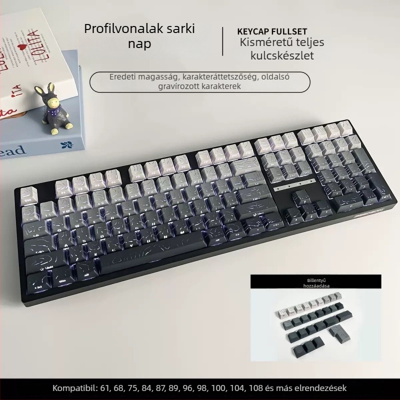 Oldalról gravírozott, átlátszó billentyűfedők 61/68/75/84/87 billentyűzetekhez; háttérvilágítás nélkül; nem vízálló