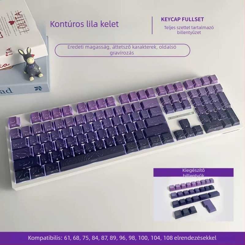 Oldalról gravírozott, átlátszó billentyűfedők 61/68/75/84/87 billentyűzetekhez; háttérvilágítás nélkül; nem vízálló