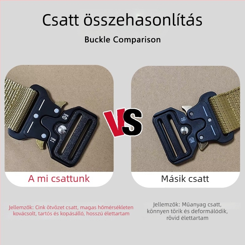 Nylon taktikai öv ötvözet csattal, csatolás: csat, szélesség 2–4 cm, elektroplakolás, eredeti dizájn
