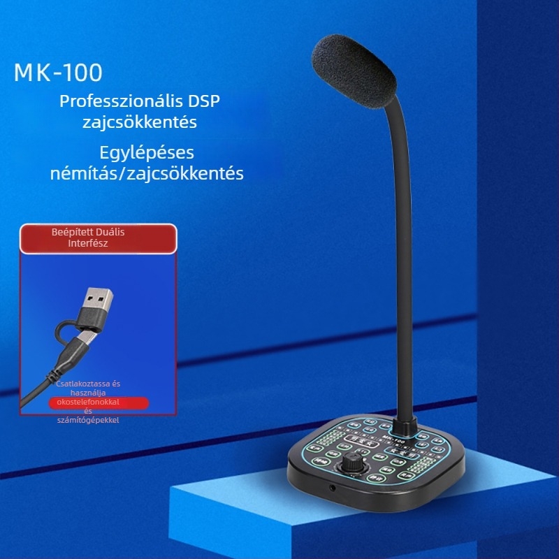 Mini USB hangkártya hangváltoztatóval mobilos és PC-s streaminghez — Modell i9, beépített 500–800mAh akkumulátor, Bluetooth 4.0, frekvenciatartomány 100Hz–20kHz, SNR ≥60dB