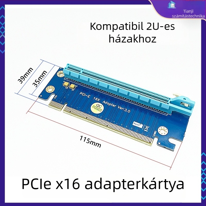 PCIe irányító kártya PCIe x1/x4/x8/x16 foglalatokhoz – bal oldali adapter alaplaphoz, rézmagú, modell 01