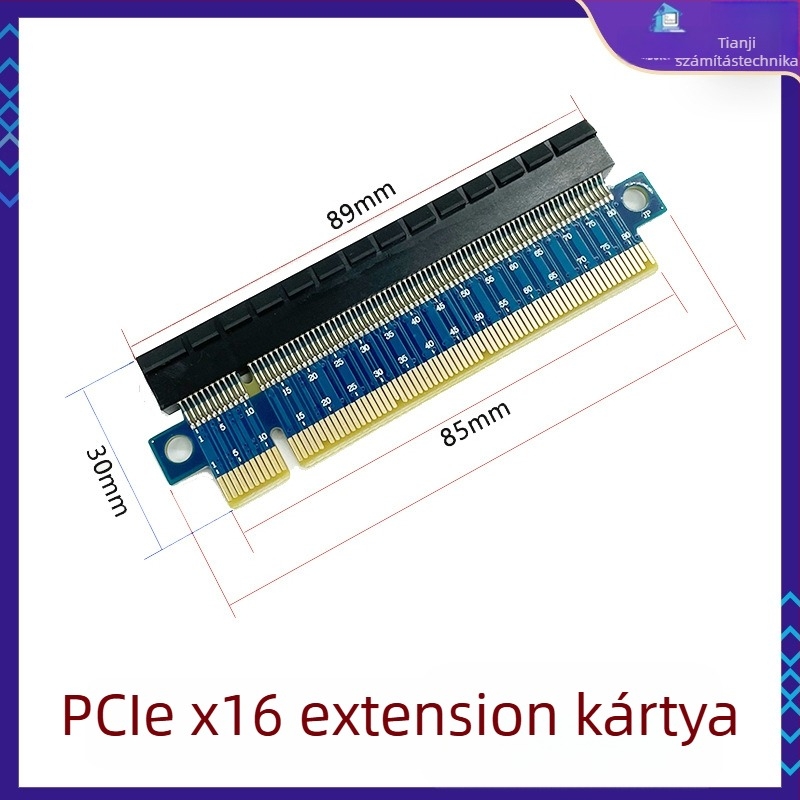 PCIe irányító kártya PCIe x1/x4/x8/x16 foglalatokhoz – bal oldali adapter alaplaphoz, rézmagú, modell 01