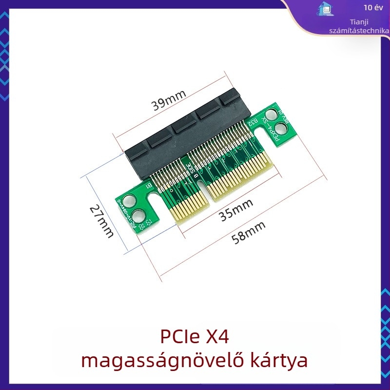 PCIe irányító kártya PCIe x1/x4/x8/x16 foglalatokhoz – bal oldali adapter alaplaphoz, rézmagú, modell 01