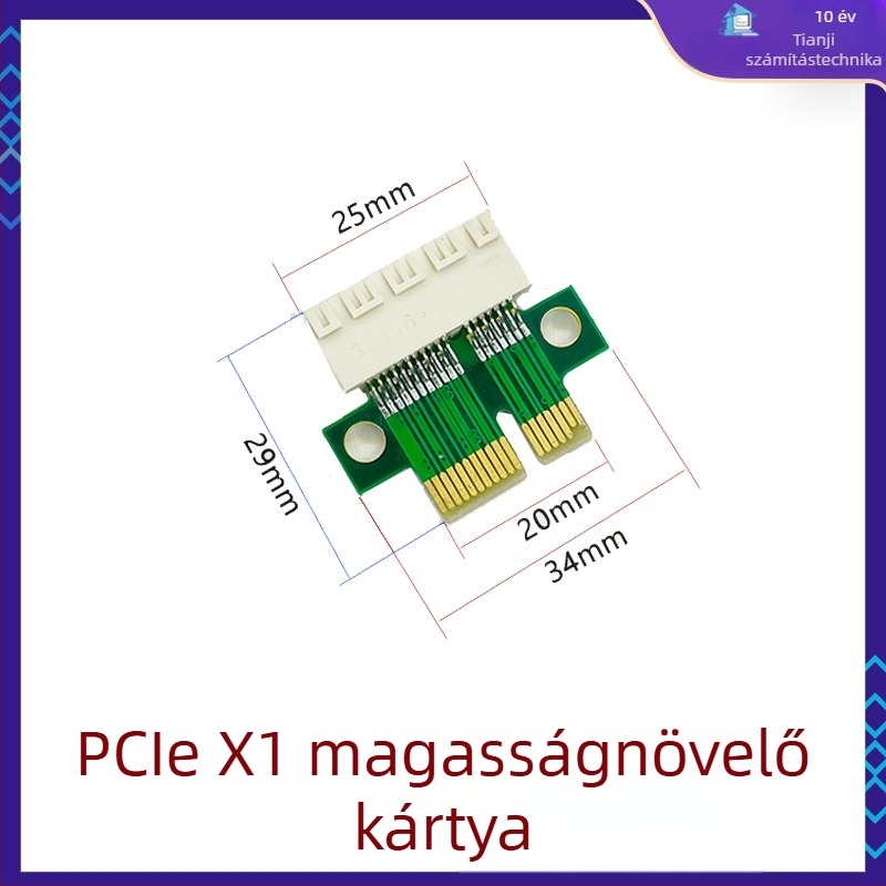 PCIe irányító kártya PCIe x1/x4/x8/x16 foglalatokhoz – bal oldali adapter alaplaphoz, rézmagú, modell 01
