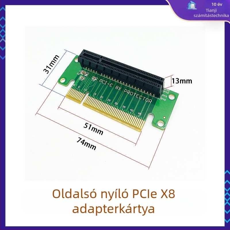PCIe irányító kártya PCIe x1/x4/x8/x16 foglalatokhoz – bal oldali adapter alaplaphoz, rézmagú, modell 01