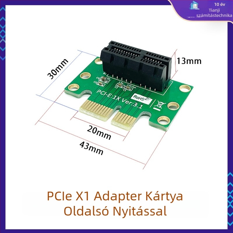 PCIe irányító kártya PCIe x1/x4/x8/x16 foglalatokhoz – bal oldali adapter alaplaphoz, rézmagú, modell 01